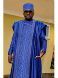 African Men Tradition Embroidered Shirt Bazin Robe 3pc Set – A Symbol of Prestige and Style