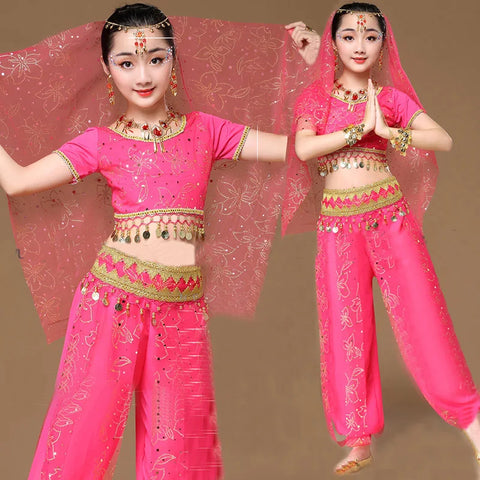 Oriental Dance Costumes Girls Egypt Kid Belly Dance Costumes Set Egyptian Bollywood Indian Belly Dancing Clothing India 3 Color