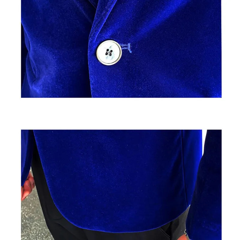 Brand clothing Men Golden velvet slim High quality business Blazers Wedding jacket clothing