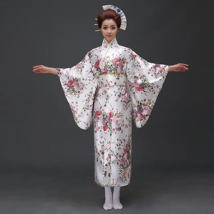 Fashion National Trends Women Sexy Kimono Yukata With Obi Novelty Evening Dress Japanese Cosplay Costume Floral One Size