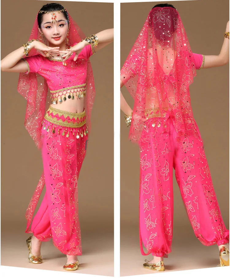 Oriental Dance Costumes Girls Egypt Kid Belly Dance Costumes Set Egyptian Bollywood Indian Belly Dancing Clothing India 3 Color
