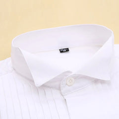 Men's French Cuff Tuxedo Shirt Solid Color Wing Tip Collar Shirt Men Long Sleeve Dress Shirts Formal Wedding Bridegroom Shirt