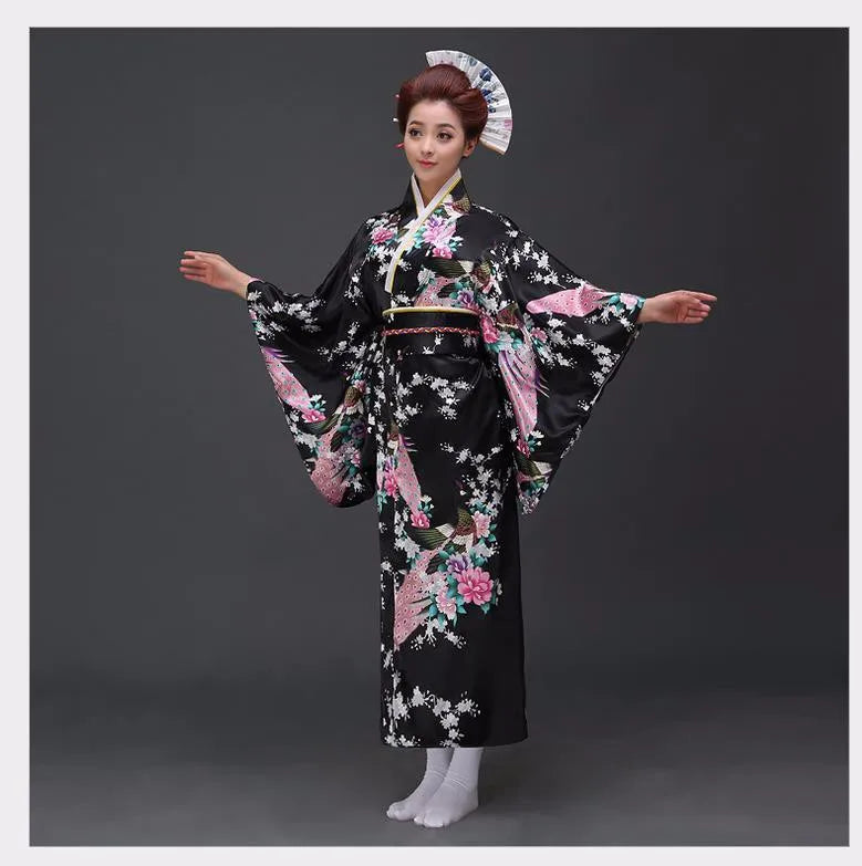 Fashion National Trends Women Sexy Kimono Yukata With Obi Novelty Evening Dress Japanese Cosplay Costume Floral One Size