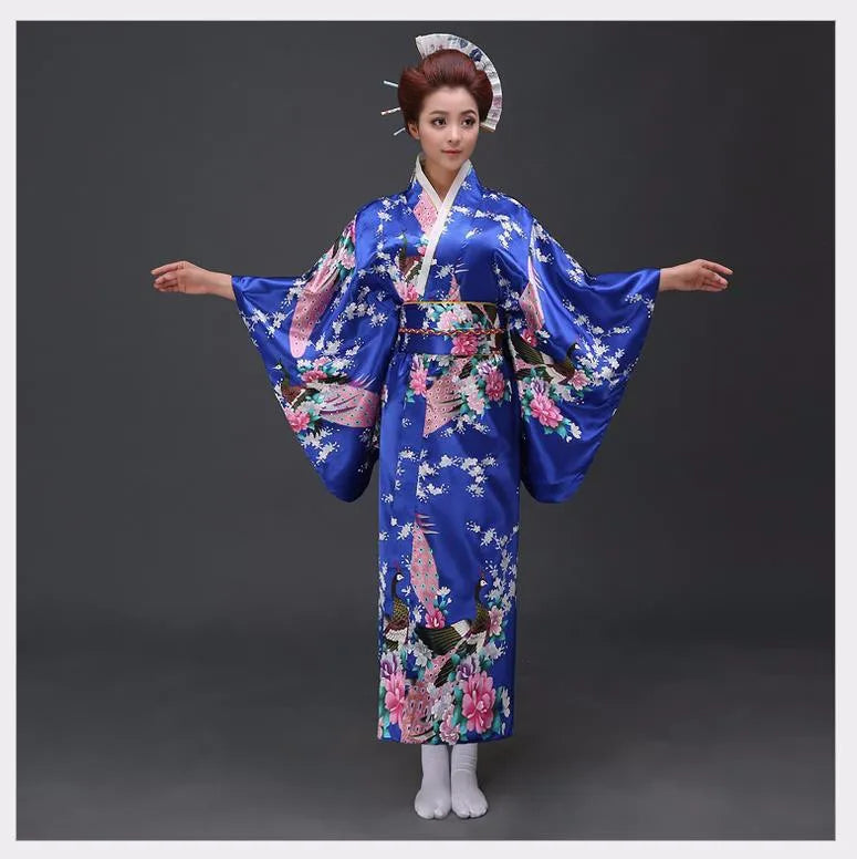 Fashion National Trends Women Sexy Kimono Yukata With Obi Novelty Evening Dress Japanese Cosplay Costume Floral One Size
