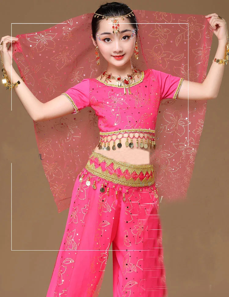 Oriental Dance Costumes Girls Egypt Kid Belly Dance Costumes Set Egyptian Bollywood Indian Belly Dancing Clothing India 3 Color