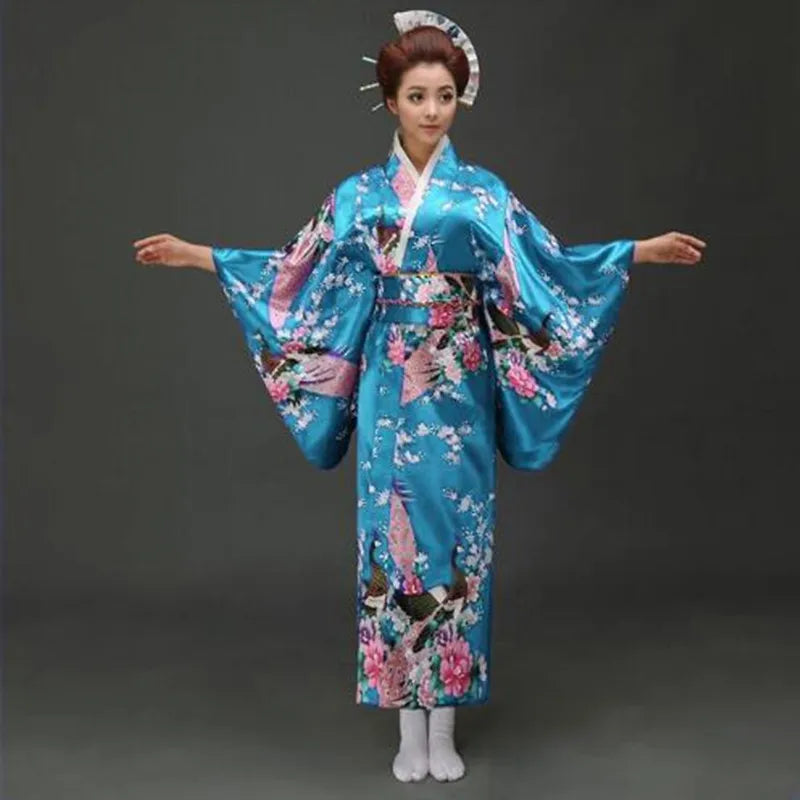 Fashion National Trends Women Sexy Kimono Yukata With Obi Novelty Evening Dress Japanese Cosplay Costume Floral One Size