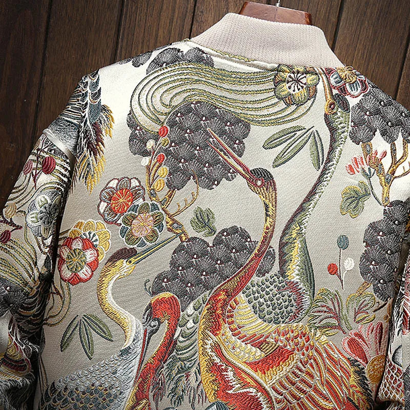 New Japanese Embroidery Men's Bomber Jacket Coat Hip Hop Street Clothing Plus size