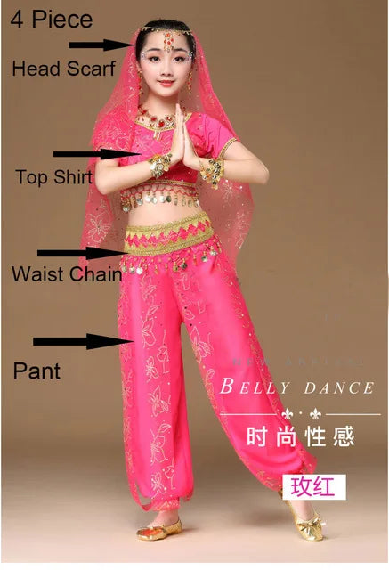 Oriental Dance Costumes Girls Egypt Kid Belly Dance Costumes Set Egyptian Bollywood Indian Belly Dancing Clothing India 3 Color