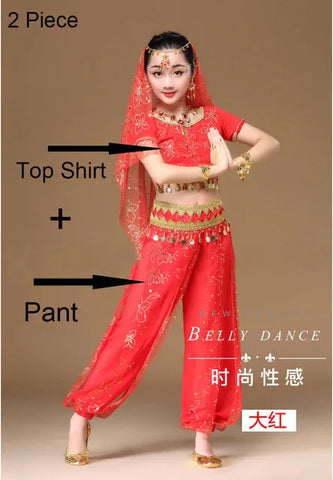 Oriental Dance Costumes Girls Egypt Kid Belly Dance Costumes Set Egyptian Bollywood Indian Belly Dancing Clothing India 3 Color
