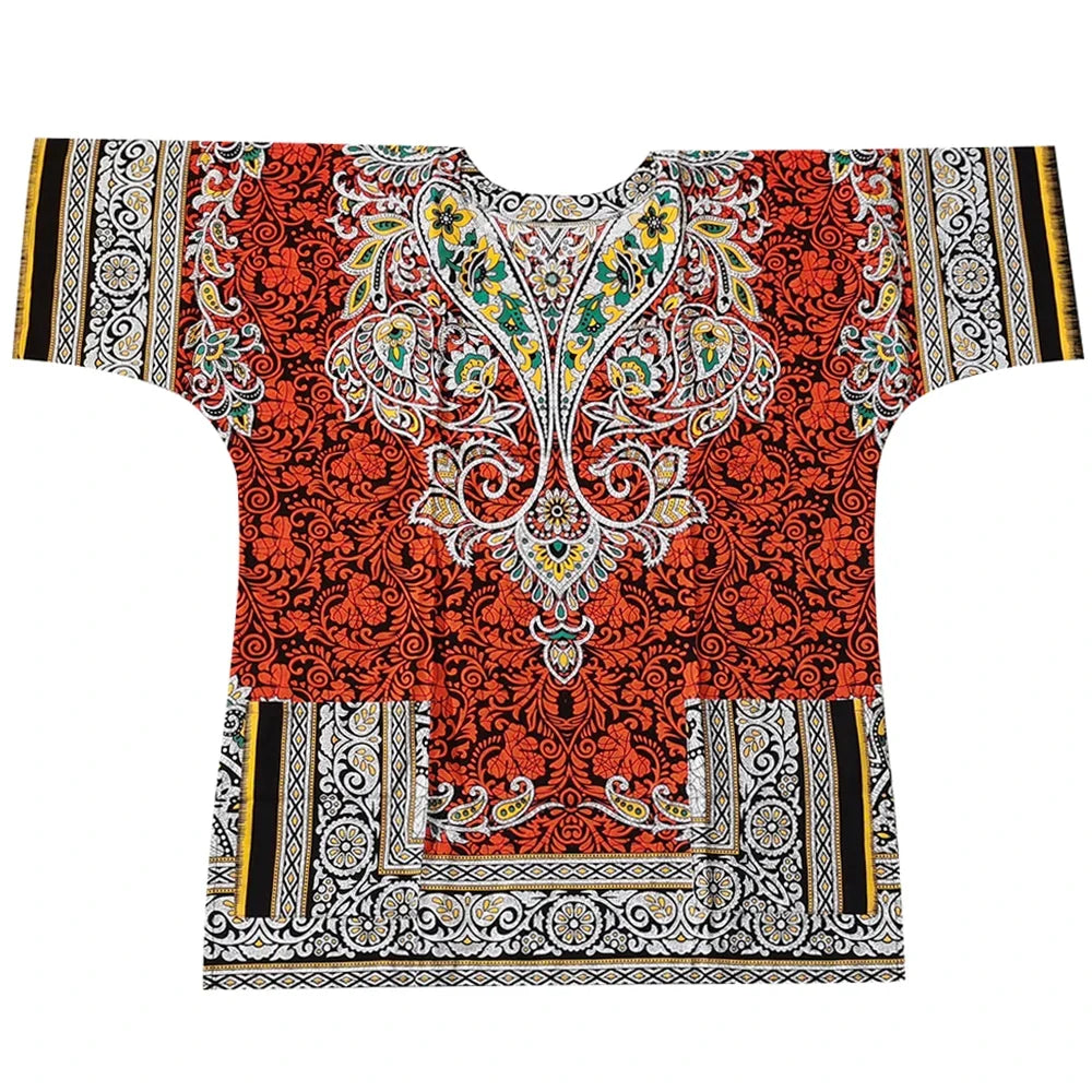 New fashion design African traditional printed 100% cotton Dashiki T-shirts unisex