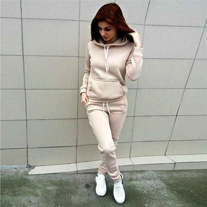 Winter 2019 Women 2 Piece Clothes Sweater Suit Sportswear=