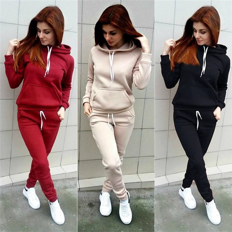 Winter 2019 Women 2 Piece Clothes Sweater Suit Sportswear=