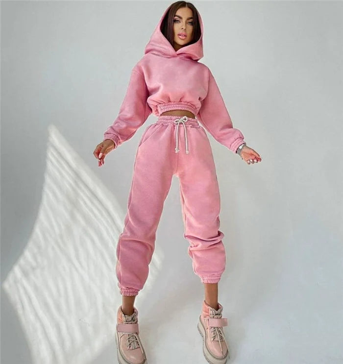Fashion Sportswear Sweatshirt 2 Pieces Suit Women's Clothing 2 Piece Set Sweatsuit