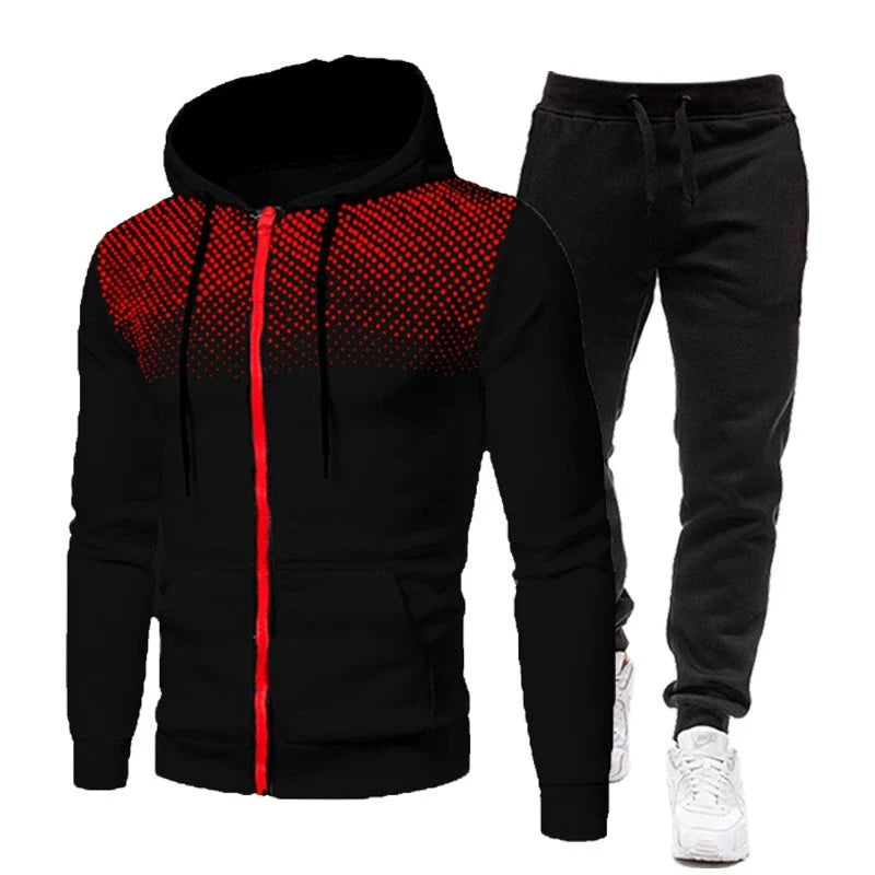 Mens Long-sleeved Trousers Jacket Casual Fashion Hooded Suit