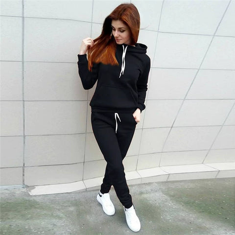 Winter 2019 Women 2 Piece Clothes Sweater Suit Sportswear=