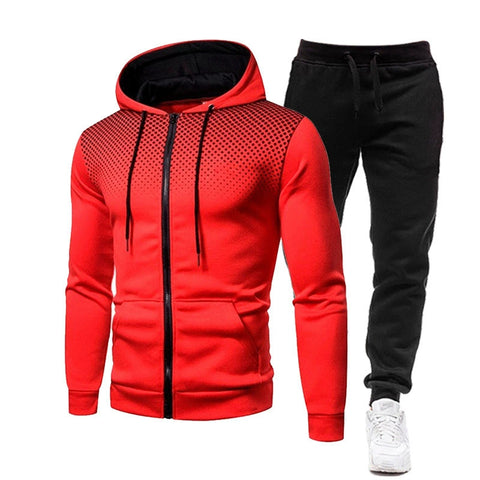 Mens Long-sleeved Trousers Jacket Casual Fashion Hooded Suit