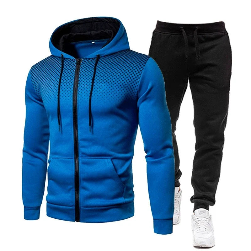 Mens Long-sleeved Trousers Jacket Casual Fashion Hooded Suit