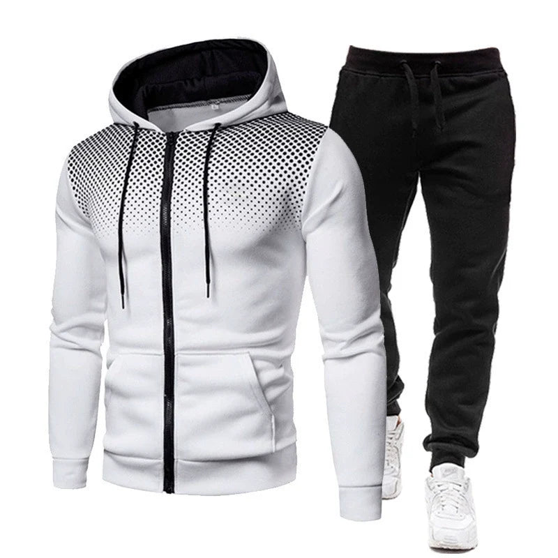 Mens Long-sleeved Trousers Jacket Casual Fashion Hooded Suit