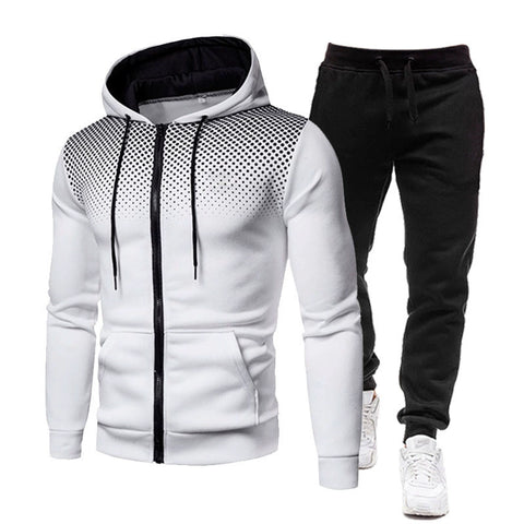 Mens Long-sleeved Trousers Jacket Casual Fashion Hooded Suit