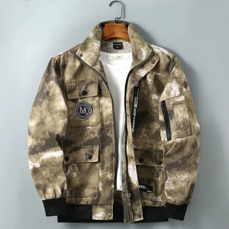 Men Clothing Two Pieces Set Training Two-piece Sweat-shirt Cargo Pants Man Apparel Heavy Jackets Labor Work Camouflage Suit