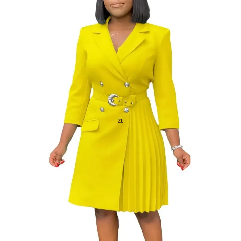 Elegant 3/4 Sleeve Midi Dress Casual Wear Party Office A-Line Dresses