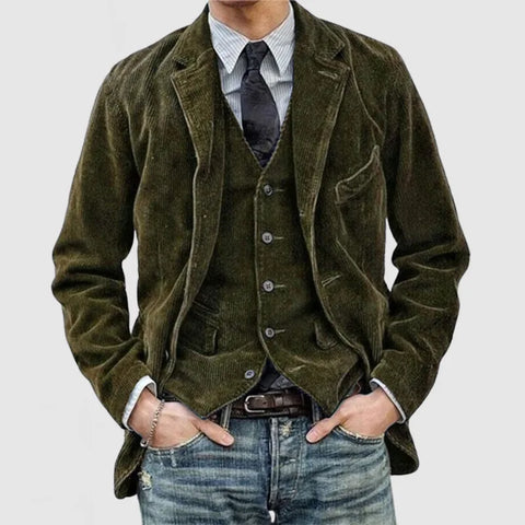 New Autumn Men's Clothing. Corduroy Solid Color Suit. European and American Men's Fashionable Casual Suit Collar Casual Jacket.
