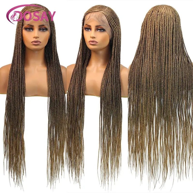 Cornrow Lace Front Braided Wig - Faux Locs Style