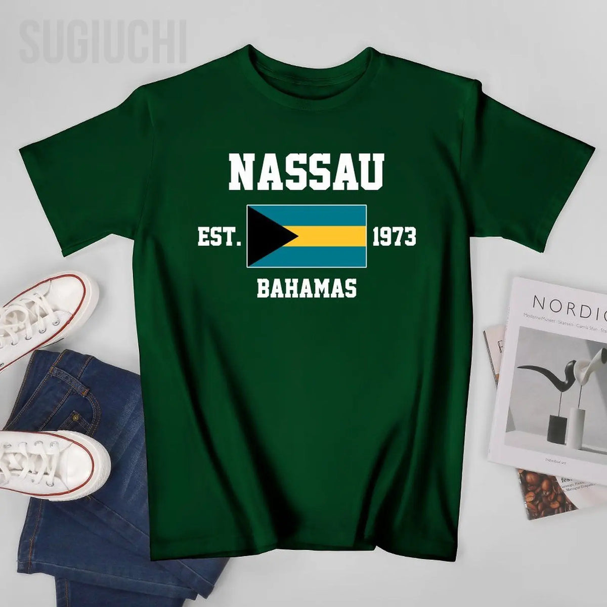 Bahamas Flag EST. 1973 Nassau Cotton T-Shirt