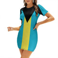 Bahamas National Flag Short Sleeved Dress Dresses for wedding party clothes for women Long veiled dresses Female clothing Dress