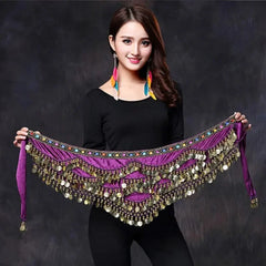 Coin Belly Dance Clothing Accessories Dancing Coin Belt Oriental Indian Belly Dance Coin Belt Bell Dance Hip Scarf Golden
