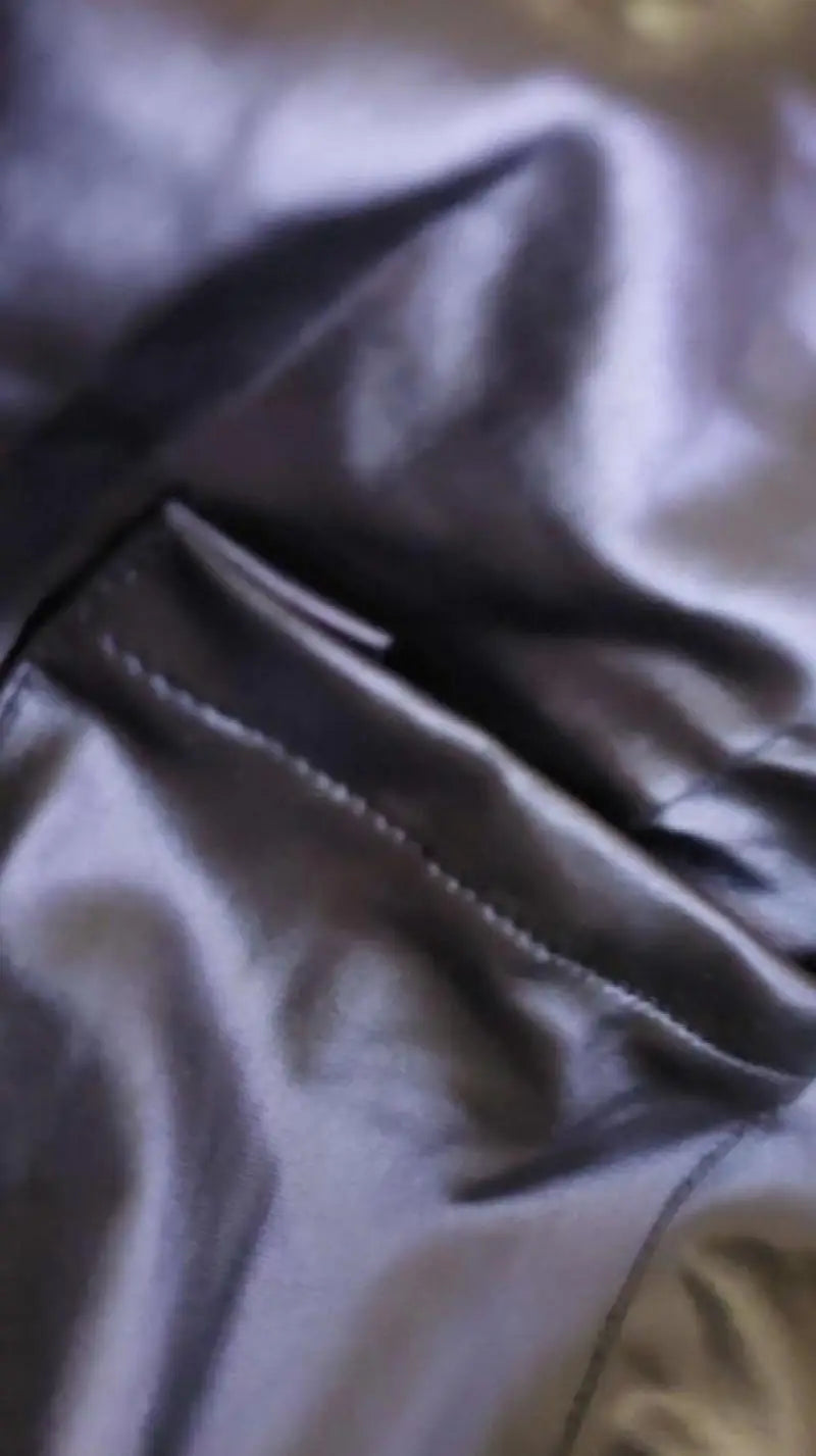 Women's Shoulder Strap Square Neck Pu Leather Buckle Zipper Sexy Tight Fitting Jumpsuit