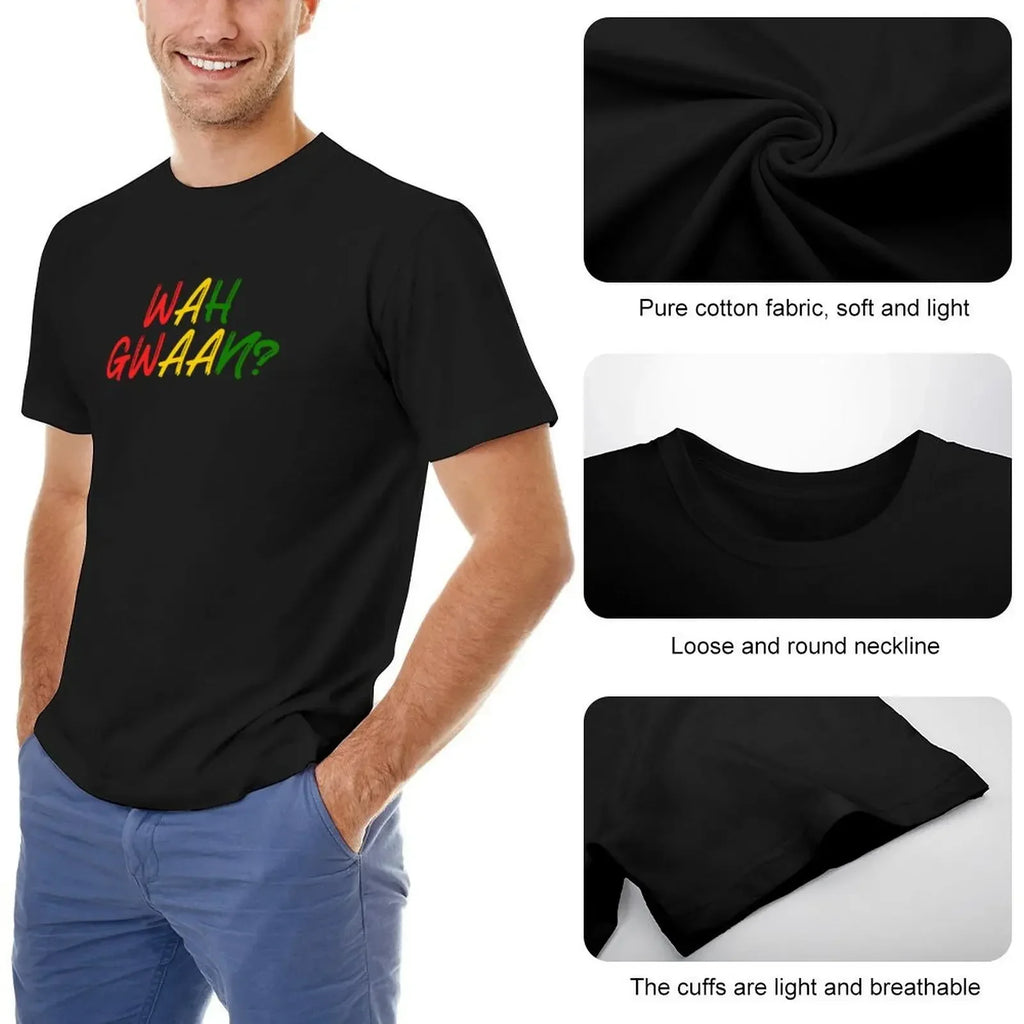 Wah Gwaan? Jamaican Greeting T-Shirt man clothes shirts graphic men clothing