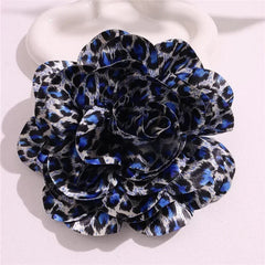 French Satin 19cm Brooch Fabric Exaggerated Leopard Print Large Flower Pins Handmade Flower Clothing Accessory Corsage