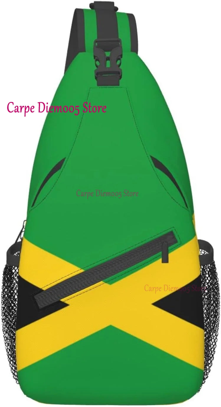 Jamaica Flag Crossbody Backpack Sling Shoulder Bag for Men Women Durable Gym Bag For Cycling Traveling Hiking Daypack