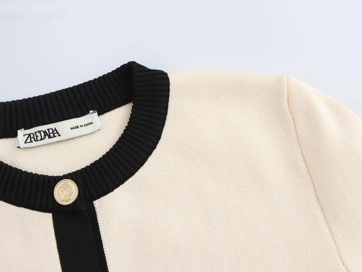 Autumn New Women's Clothing European And American Style Fashionable Simple Gold Breasted Knitted Jacket