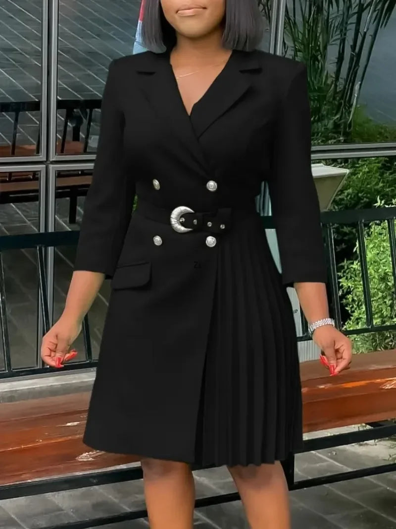 Elegant 3/4 Sleeve Midi Dress Casual Wear Party Office A-Line Dresses