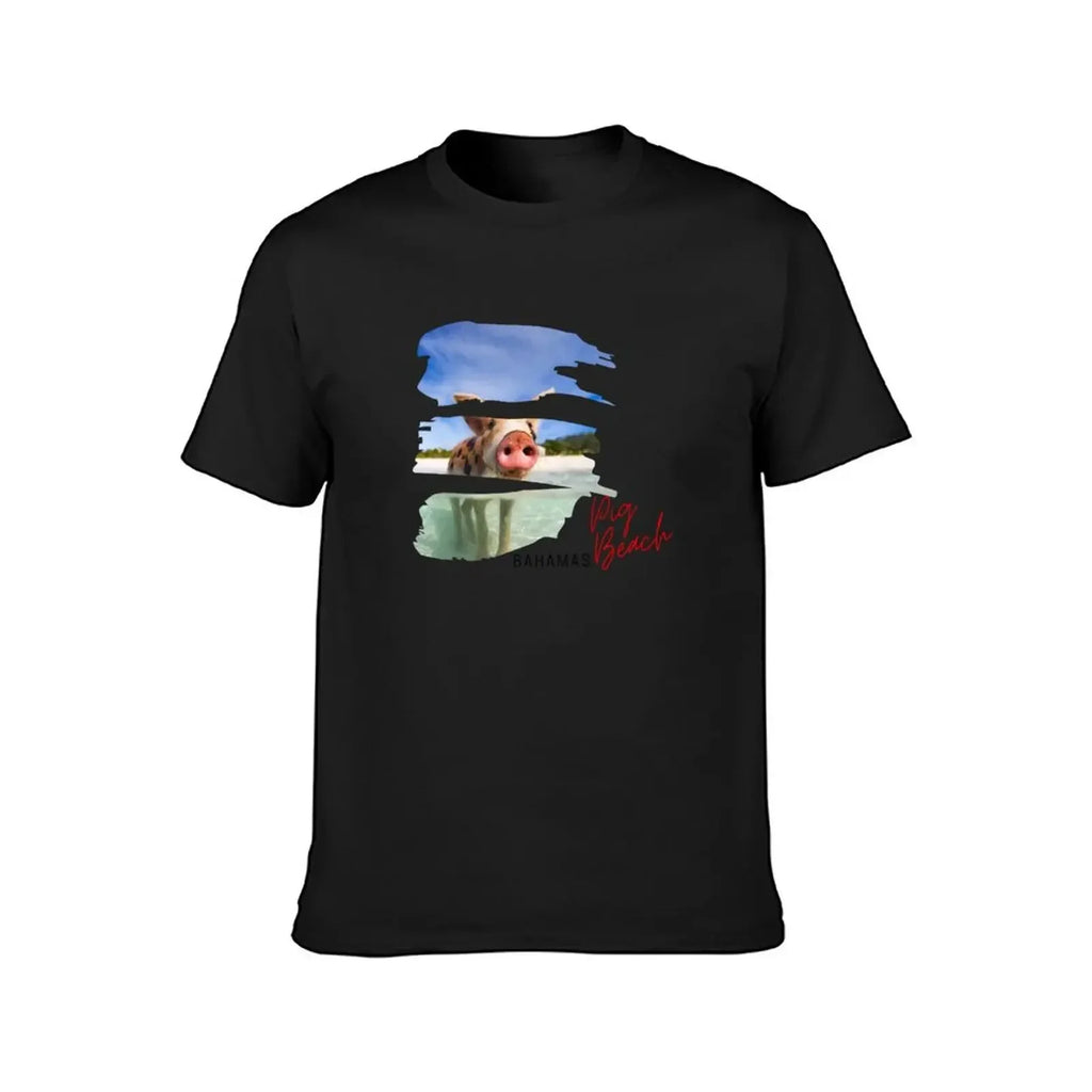 Pig Beach Bahamas Decal T-Shirt anime stuff custom t shirt oversized graphic tee clothing for men