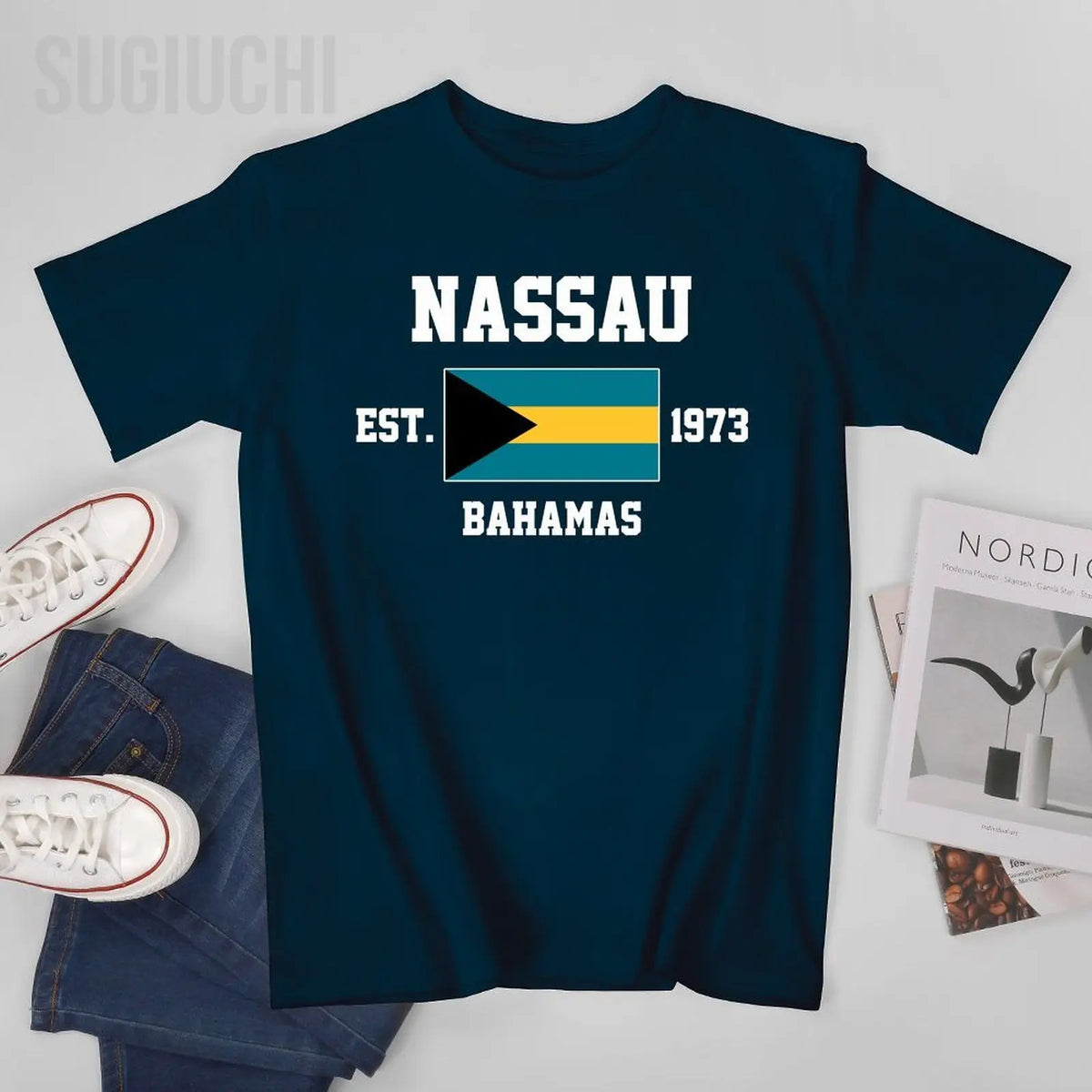 Bahamas Flag EST. 1973 Nassau Cotton T-Shirt