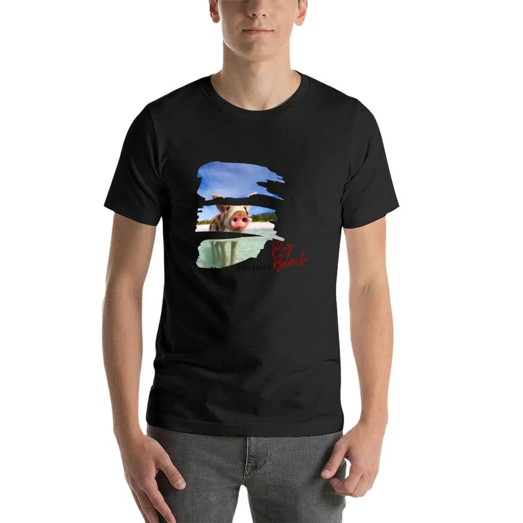 Pig Beach Bahamas Decal T-Shirt anime stuff custom t shirt oversized graphic tee clothing for men