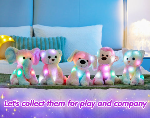 Rainbow Recordable Soft Plush Stuff Animals Pillow With LED Light for Kids, Toy, Gift