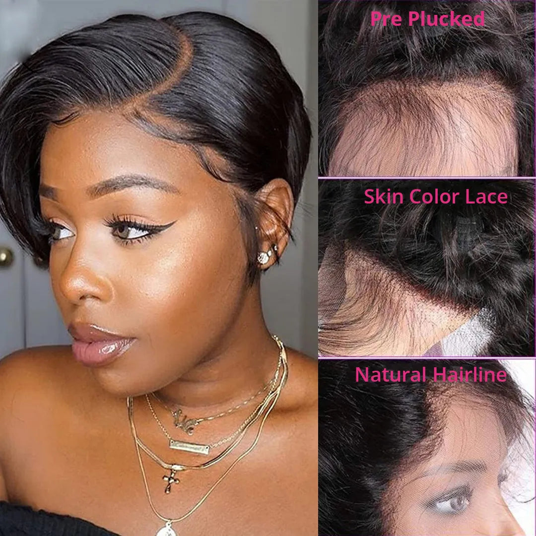 T-Part Straight Pixie Cut Lace Wig – Brazilian Human Hair