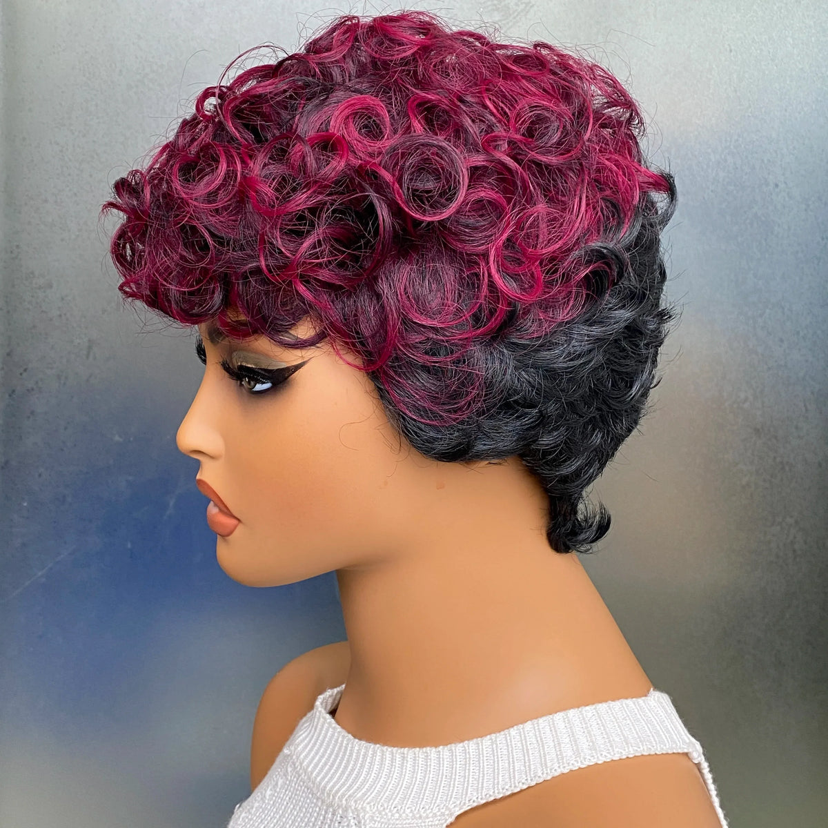 Short Curly Two-Tone Wig – Multi-Color Options