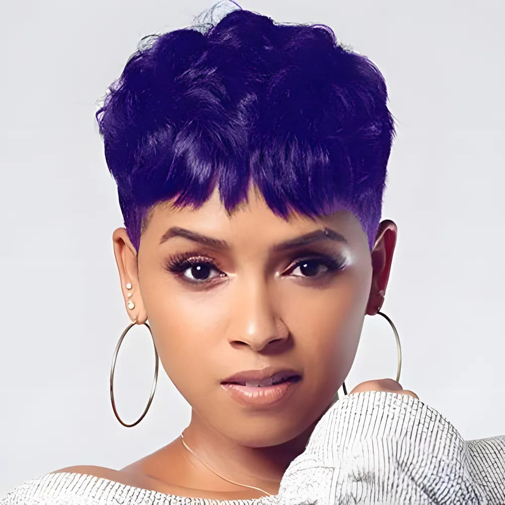 Natural Wavy Short Wig With Bangs - Multi-Color Options