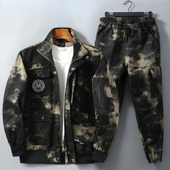 Men Clothing Two Pieces Set Training Two-piece Sweat-shirt Cargo Pants Man Apparel Heavy Jackets Labor Work Camouflage Suit