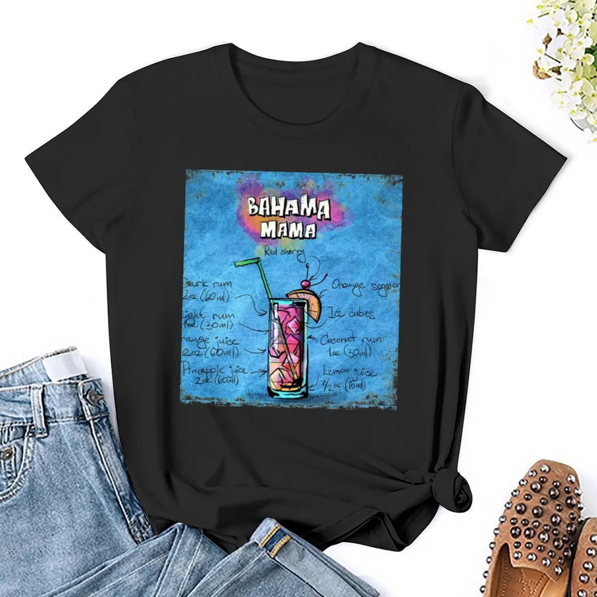 Bahama Mama Cocktail Recipe T-Shirt Aesthetic clothing plus size tops tees female fashion woman blouse 2024