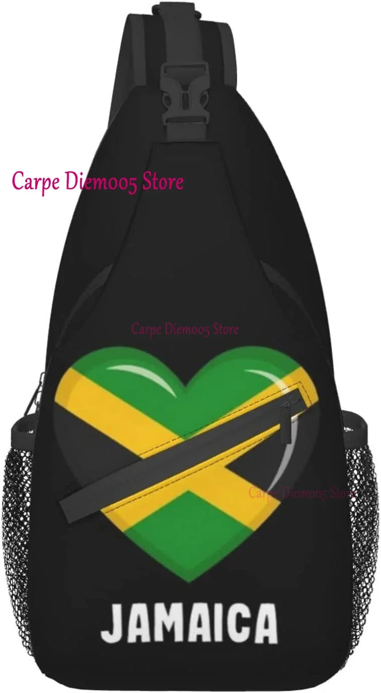 Jamaica Flag Crossbody Backpack Sling Shoulder Bag for Men Women Durable Gym Bag For Cycling Traveling Hiking Daypack