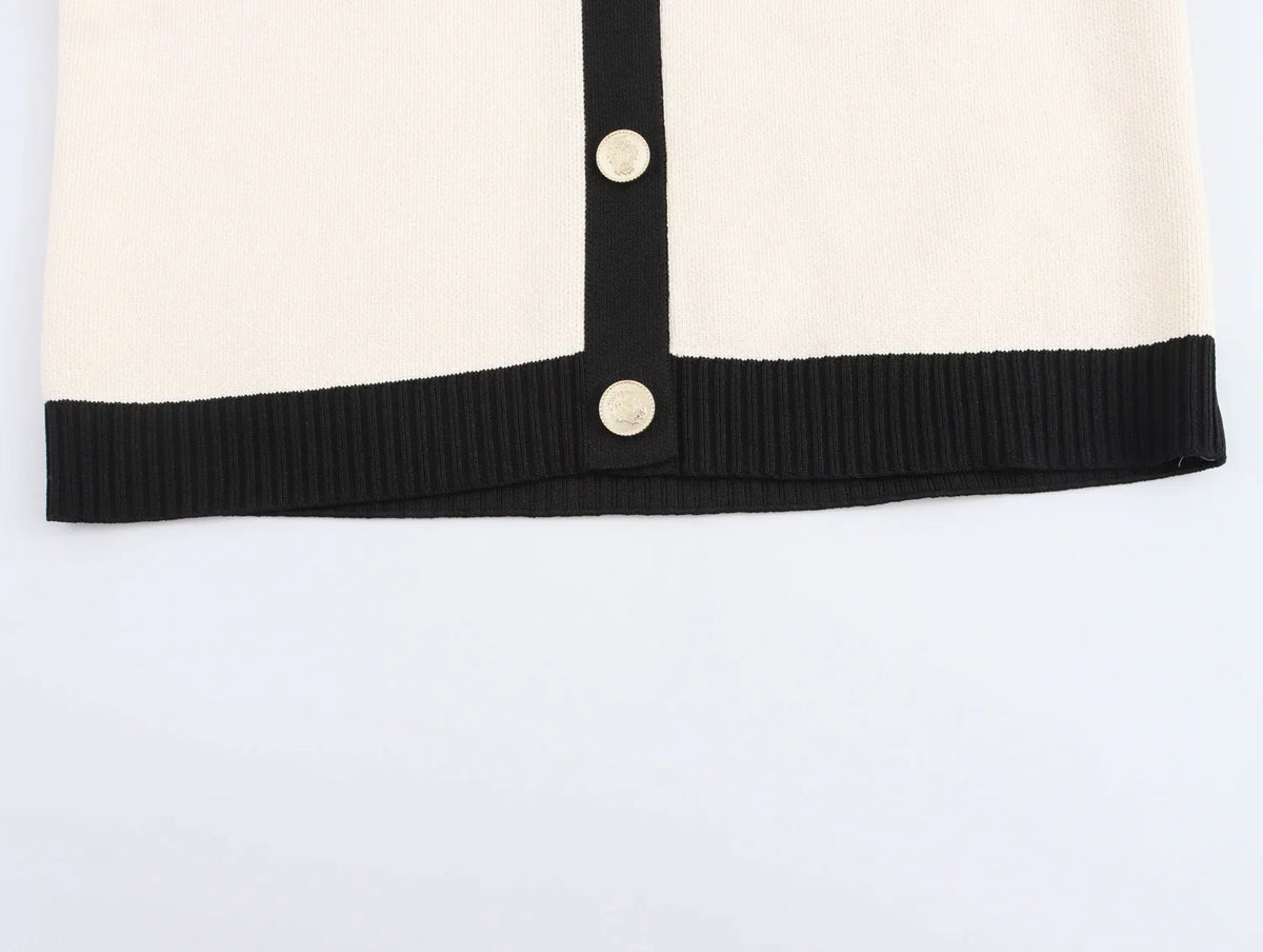 Autumn New Women's Clothing European And American Style Fashionable Simple Gold Breasted Knitted Jacket