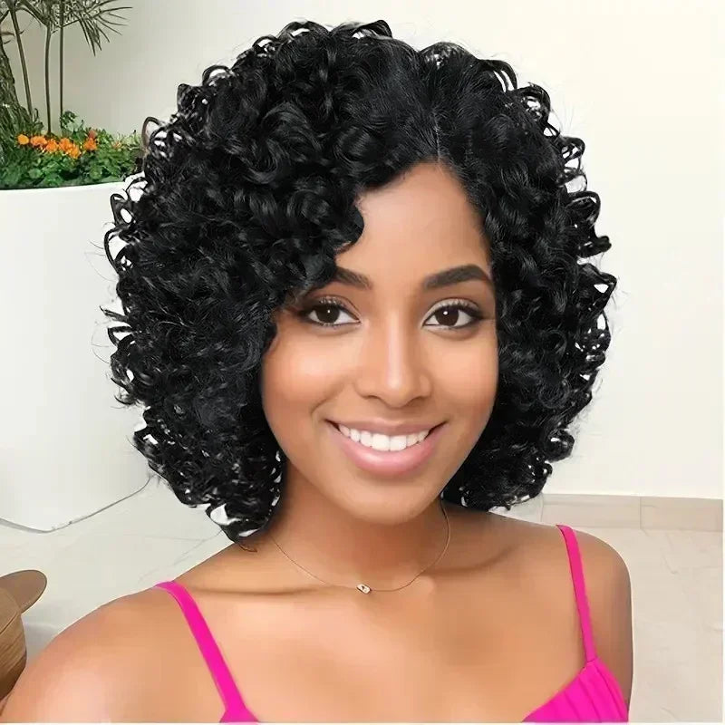 Short Curly Afro Bob Wig – Multi-Color Options