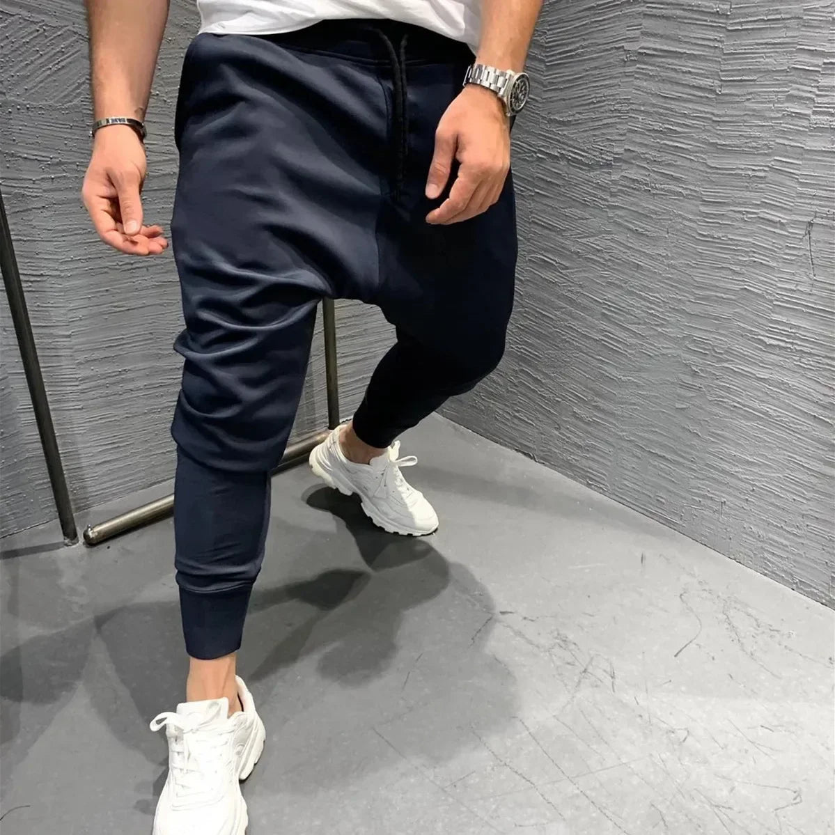 Men Clothing 2023 Men's Multi-pocket European and American Jogging Pants Fitness Leisure Slim Elastic Running Sports Pants
