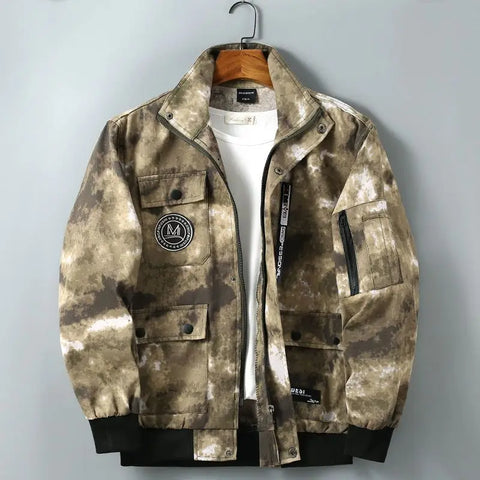 Men Clothing Two Pieces Set Training Two-piece Sweat-shirt Cargo Pants Man Apparel Heavy Jackets Labor Work Camouflage Suit